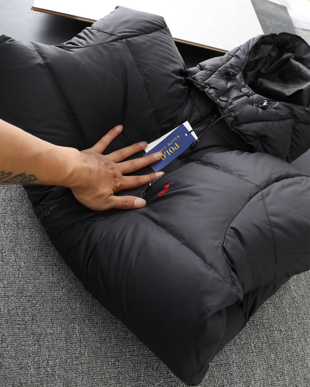 Black Polo puffer jacket product detail