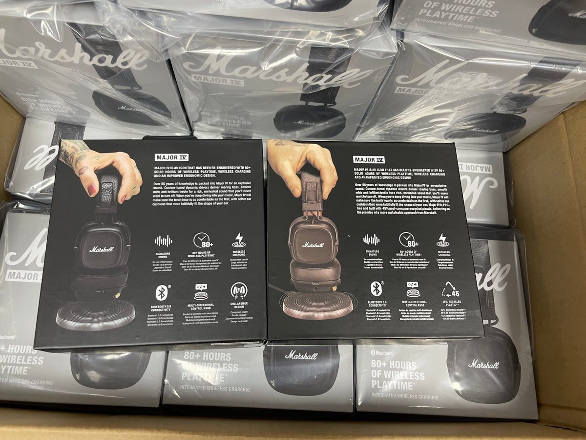 Marshall Major IV headphone boxes showing product labels