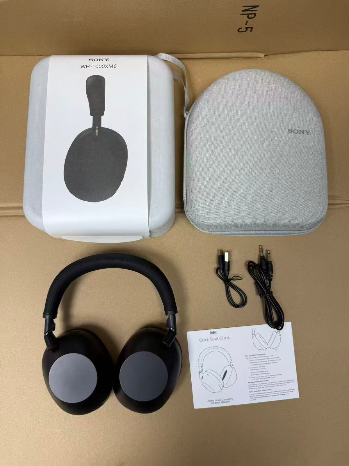 Black Sony WH-1000XM6 headphones close-up