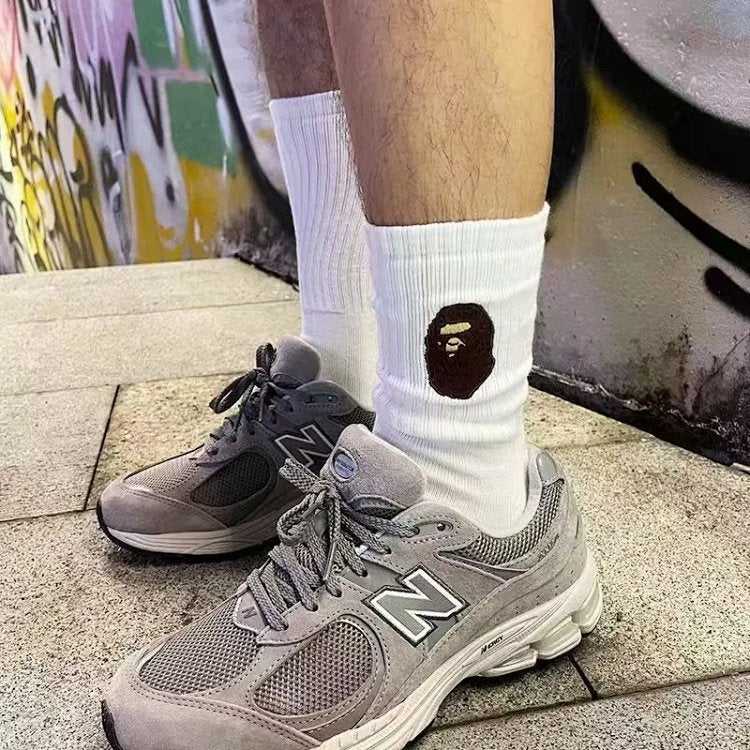 BAPE shark crew sock in black, showcase image