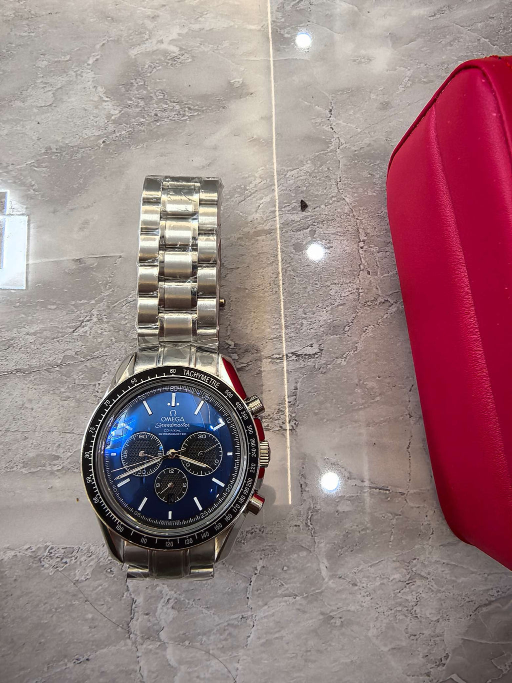 Silver-Tone Bracelet Watch with Dark Dial