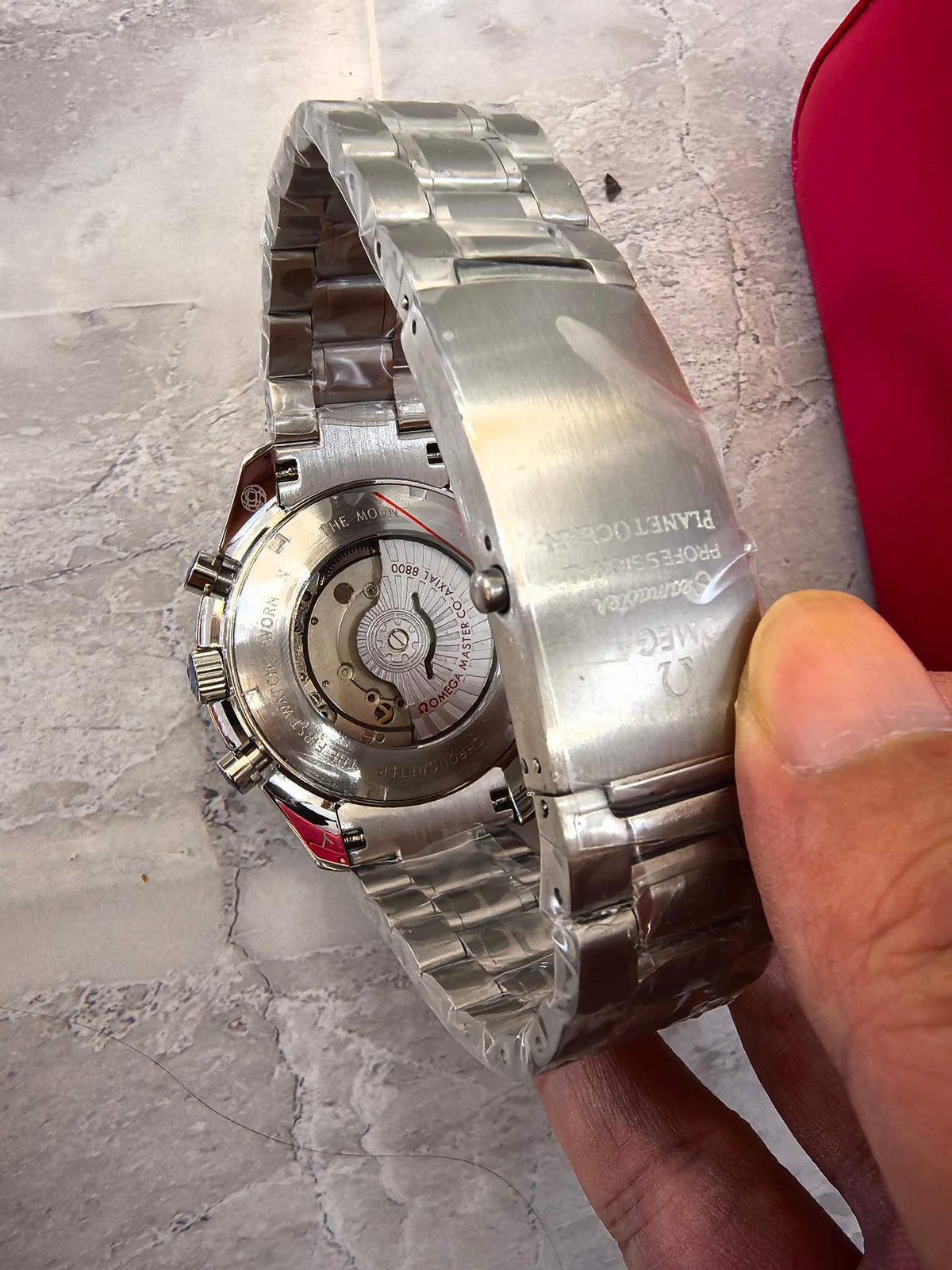 Silver-Tone Bracelet Watch with Dark Dial