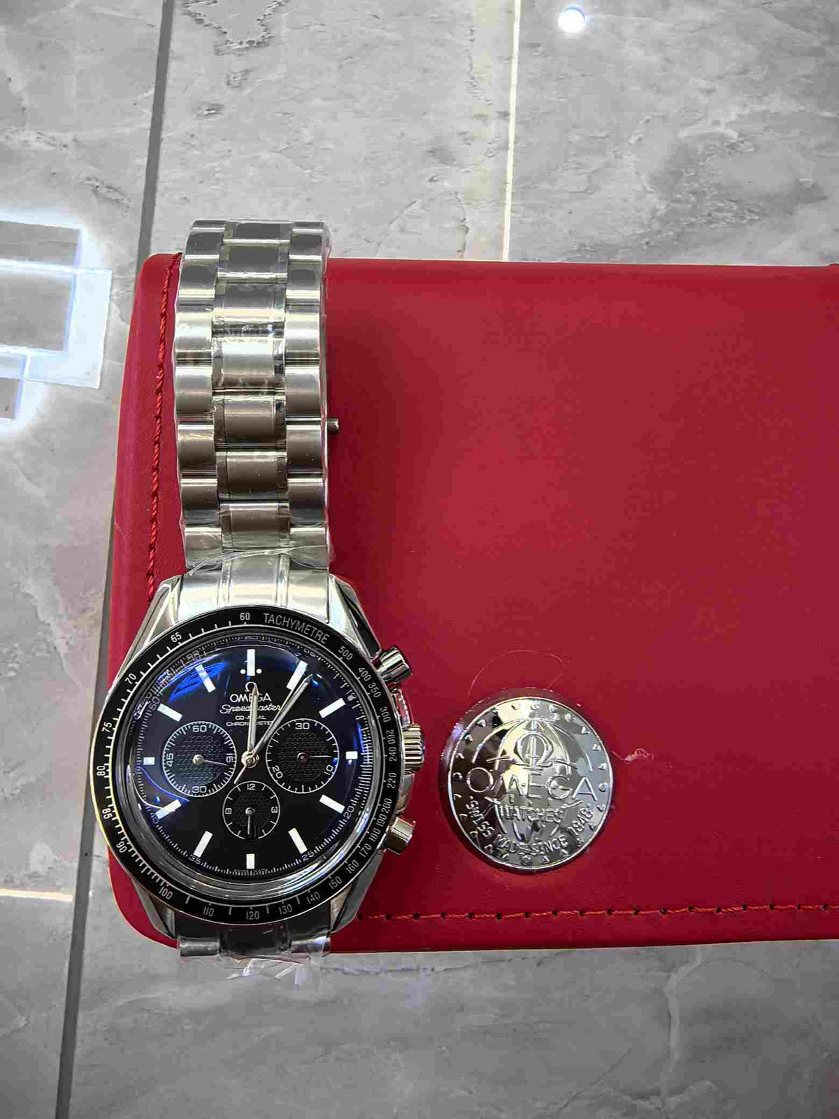 Silver-Tone Bracelet Watch with Dark Dial