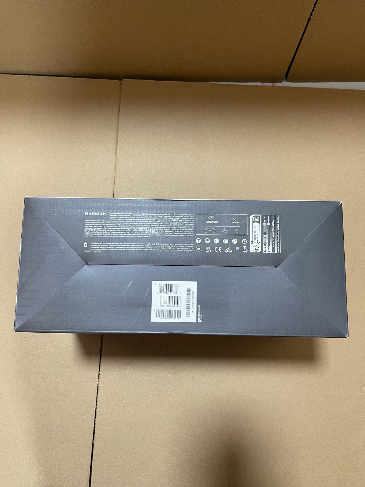 Black JBL Boombox 4 portable Bluetooth speaker front view