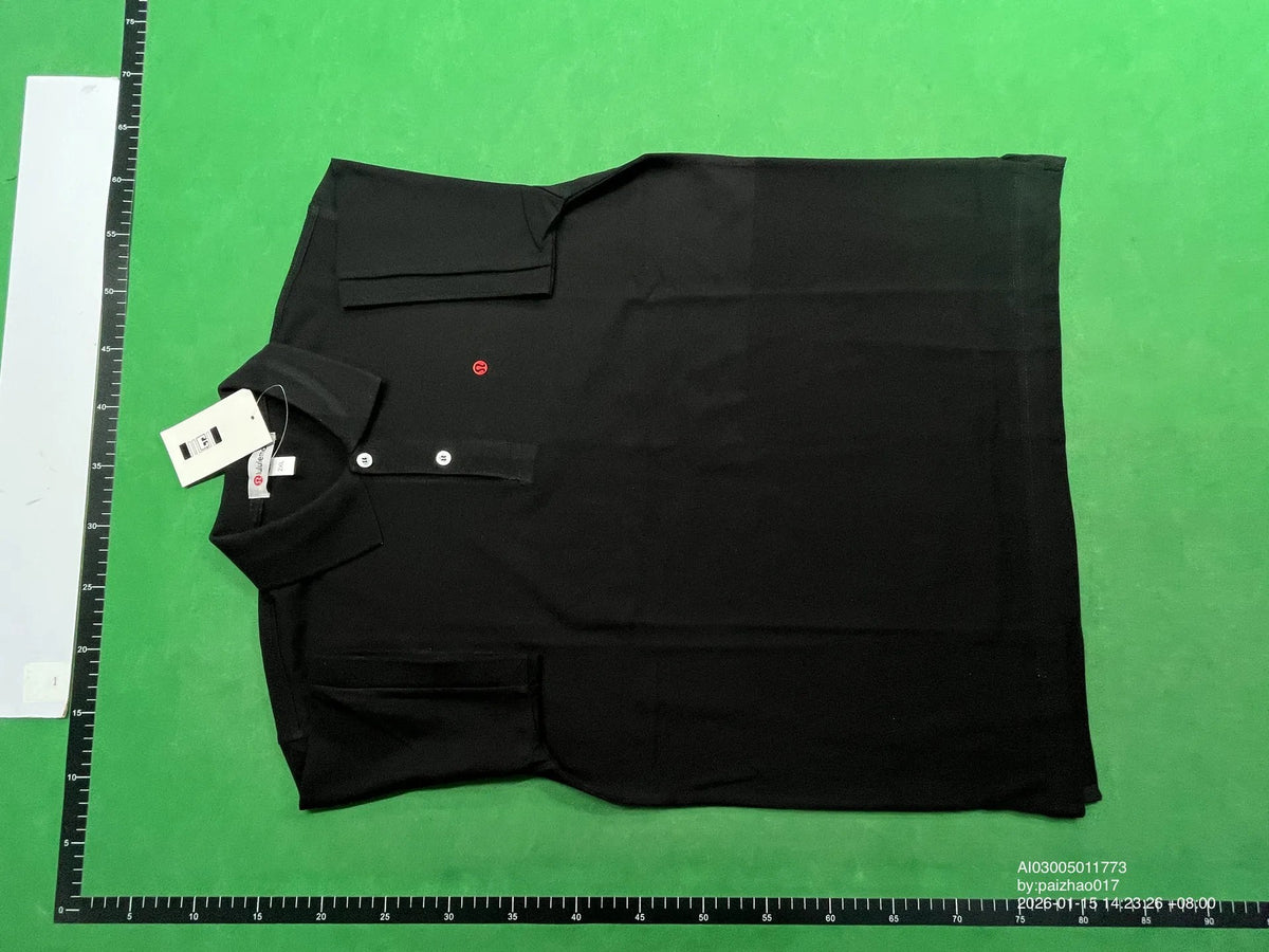 Lululemon polo shirts in navy, white, beige, and black