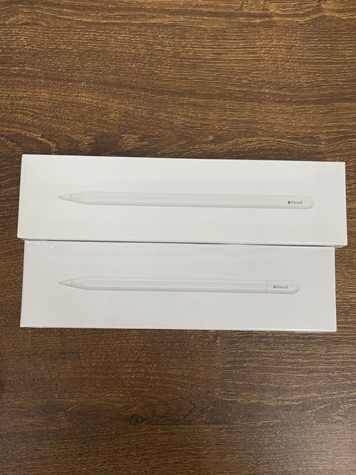 Backs of Apple Pencil retail boxes with product details