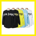 White long-sleeve logo shirt laid flat