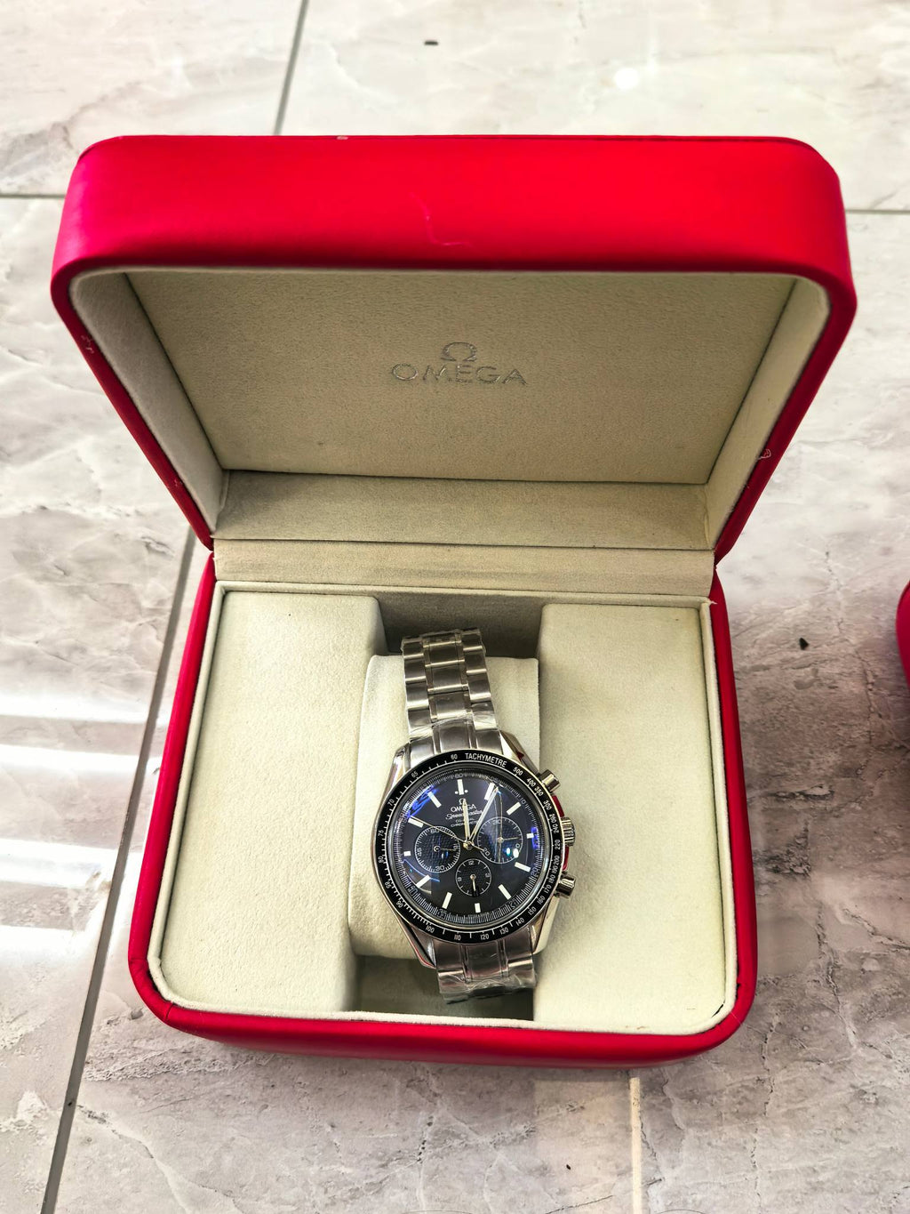 Silver-Tone Bracelet Watch with Dark Dial
