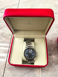 Silver-Tone Bracelet Watch with Dark Dial