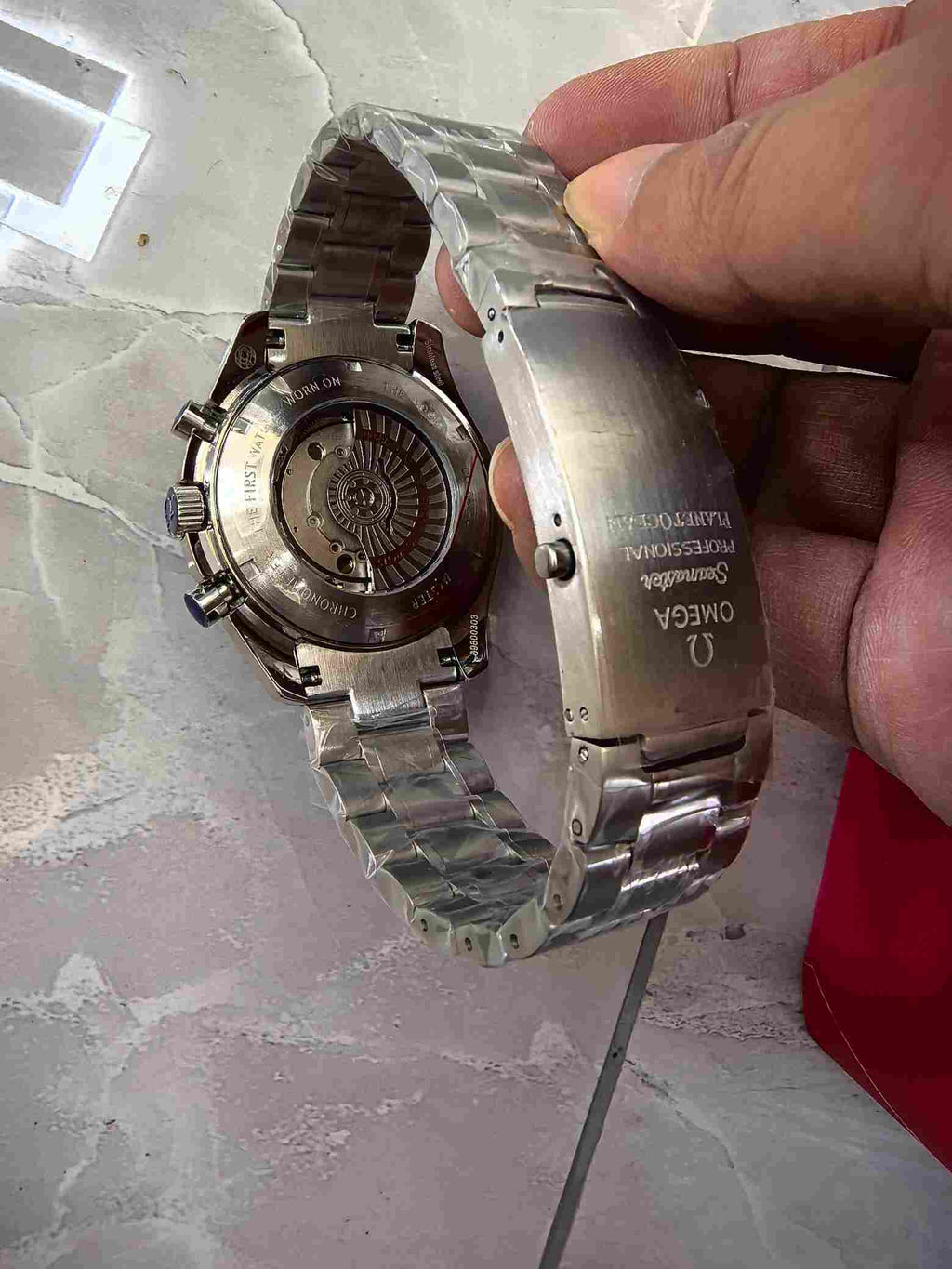 Silver-Tone Bracelet Watch with Dark Dial